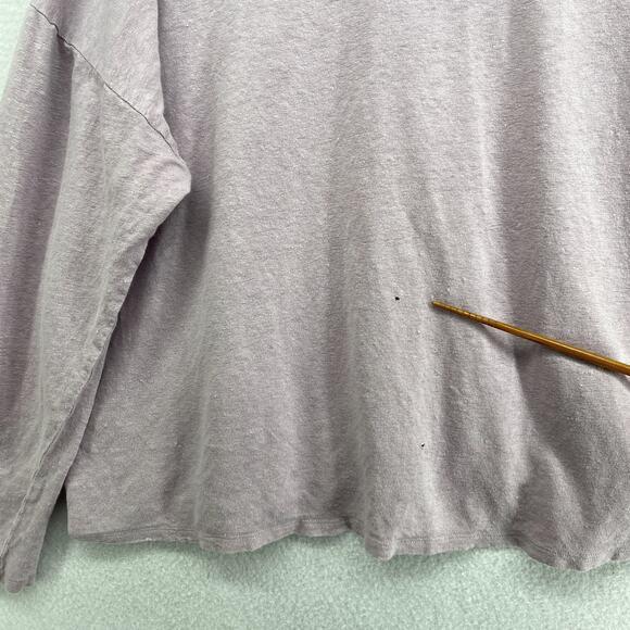 EILEEN FISHER Top L Slub Linen Jersey Oversized Round Neck Long Sleeve Purple - Picture 11 of 13